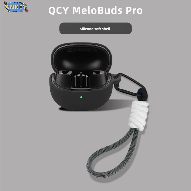 for QCY MeloBuds Pro Case HT08A Protective Nylon Lanyard Soft Cover Shells Anti Dust Sleeve Hand Rope Strap Accessories