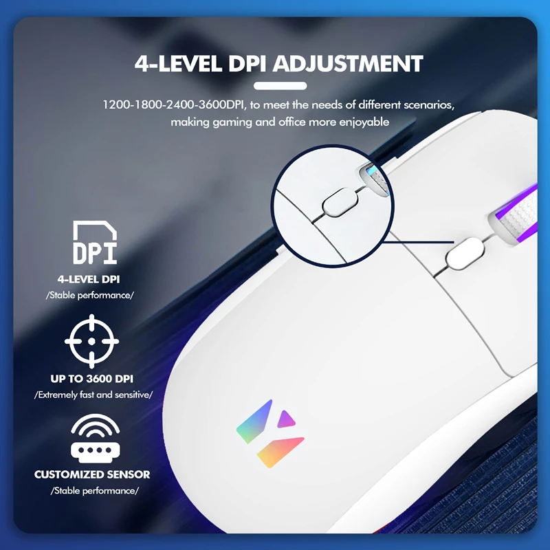 

Wireless Bluetooth Dual-Mode Gaming Mouse 2.4G Comfortable Grip Long-Lasting Battery Life Charging Lightweight E-Sports Office