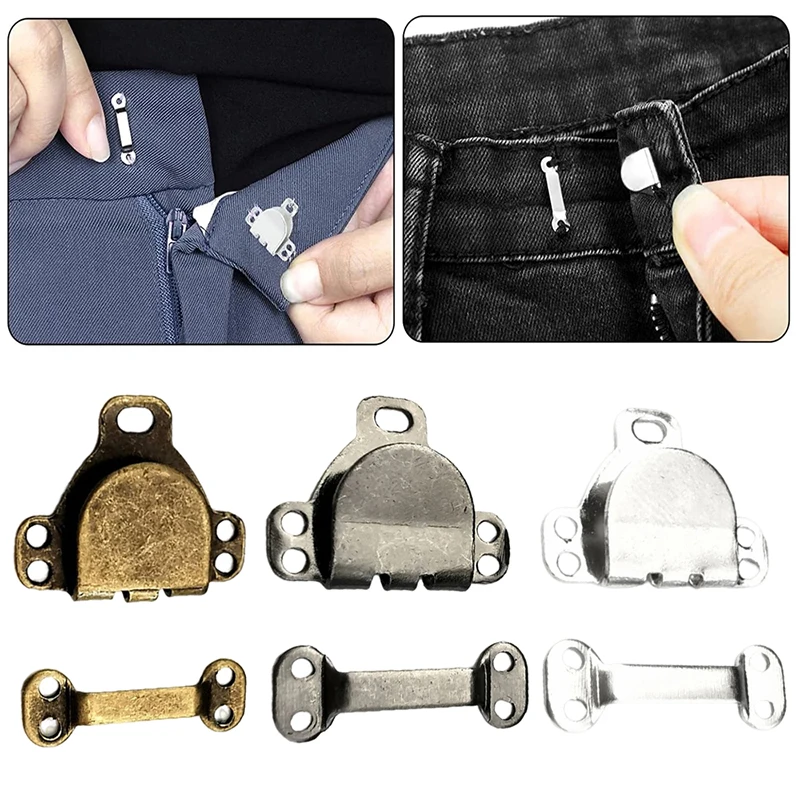 10Set/bag Metal Trousers Suit Pants Hook Button Skirt Garment Invisible Hooks DIY Pants Adjustment Buckle Sewing Accessory