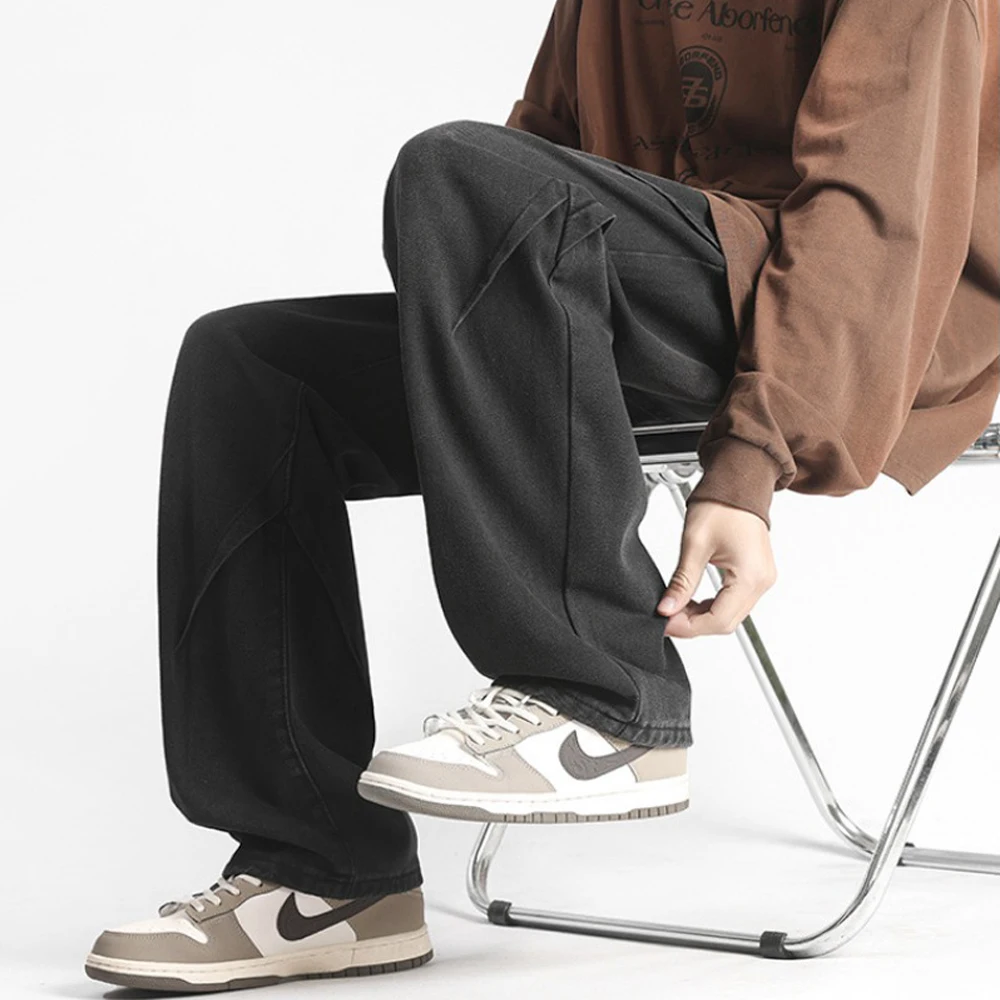 Jeans men 2024 Spring Wide Leg Jeans Male Loose Straight Denim Pants Harajuku Vintage Blue Jean Trouser Streetwear Clothes