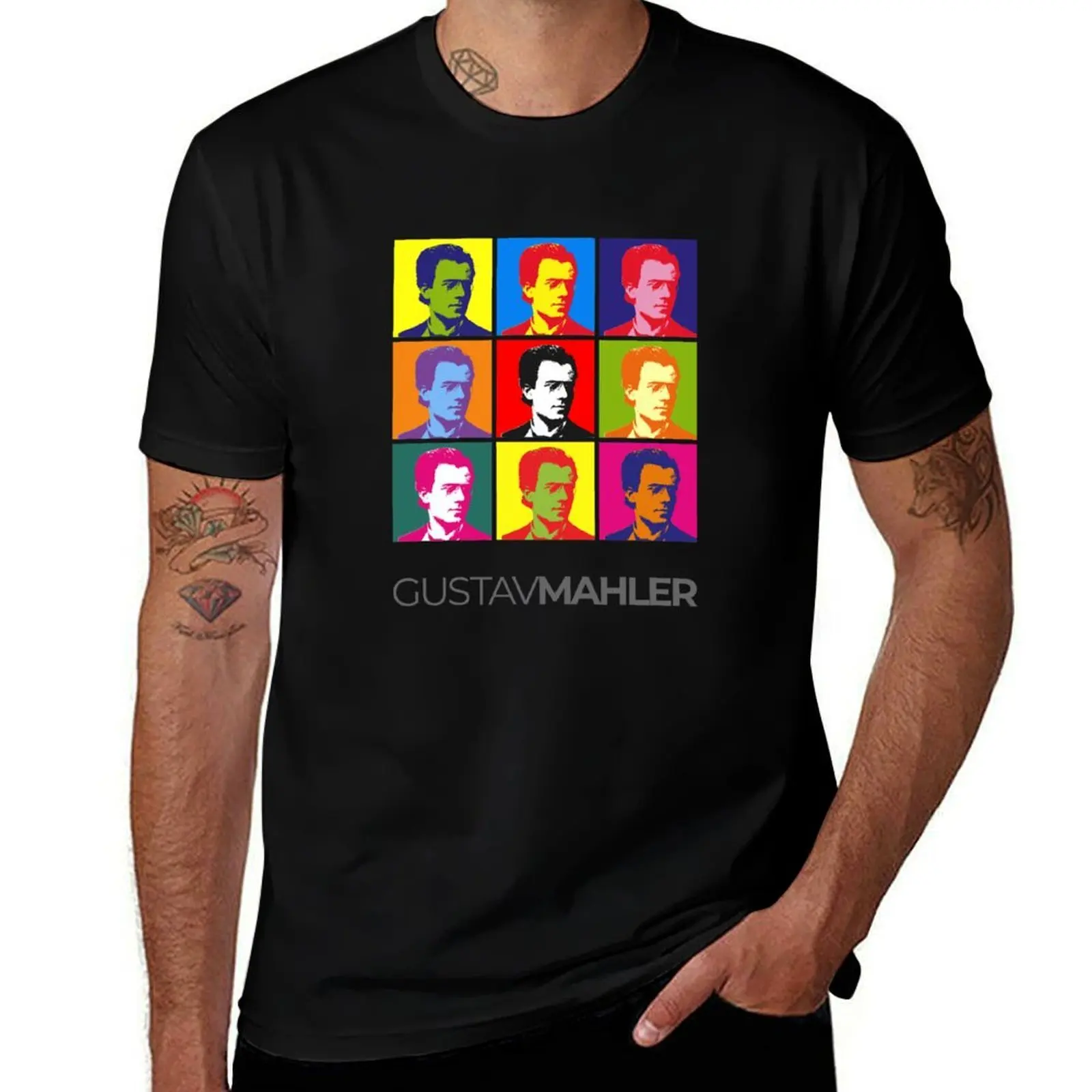 Gustav Mahler pop-art portrait poster T-Shirt Basic Simple Design Short Sleeve Shirt