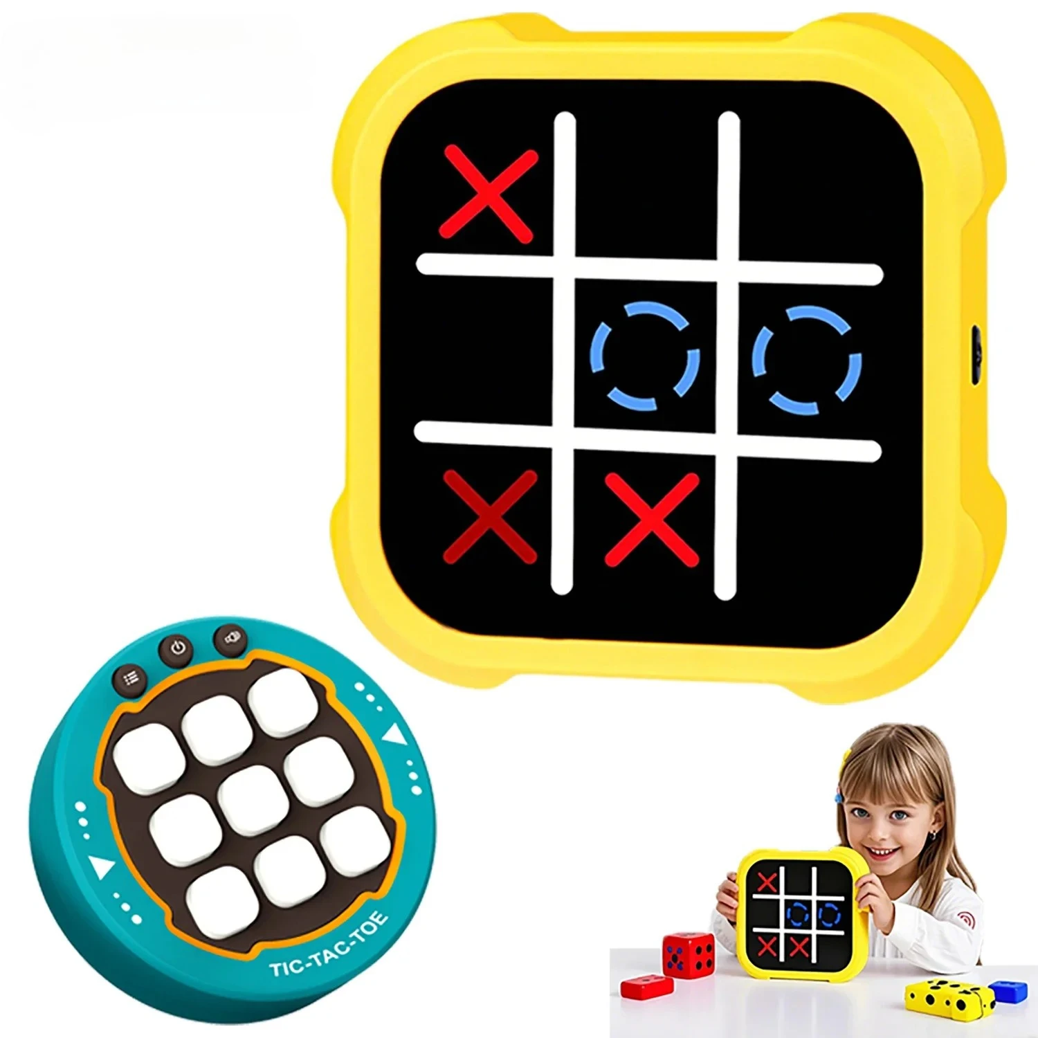 Console de Jogo Portátil Tic Tac Toe, Brinquedo Eletrônico de Quebra-Cabeça para Viagem, Presente Montessori de Treinamento de Memória para Todas as Idades