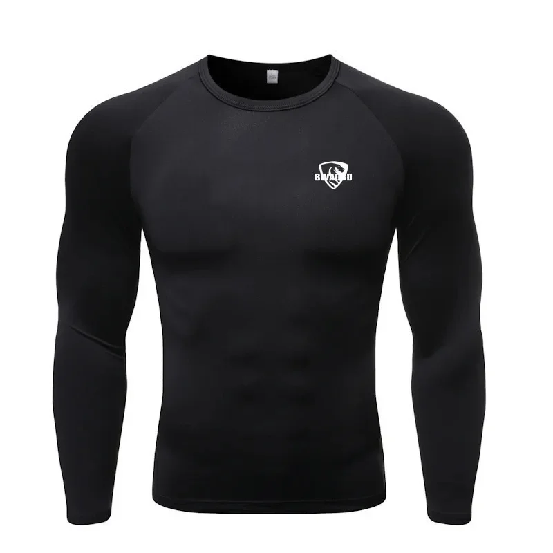 New Men Running Tight Sports T-shirt compression Quick dry long sleeved T-shirt Male brand Gym shirt Fitness Tees Training Tops