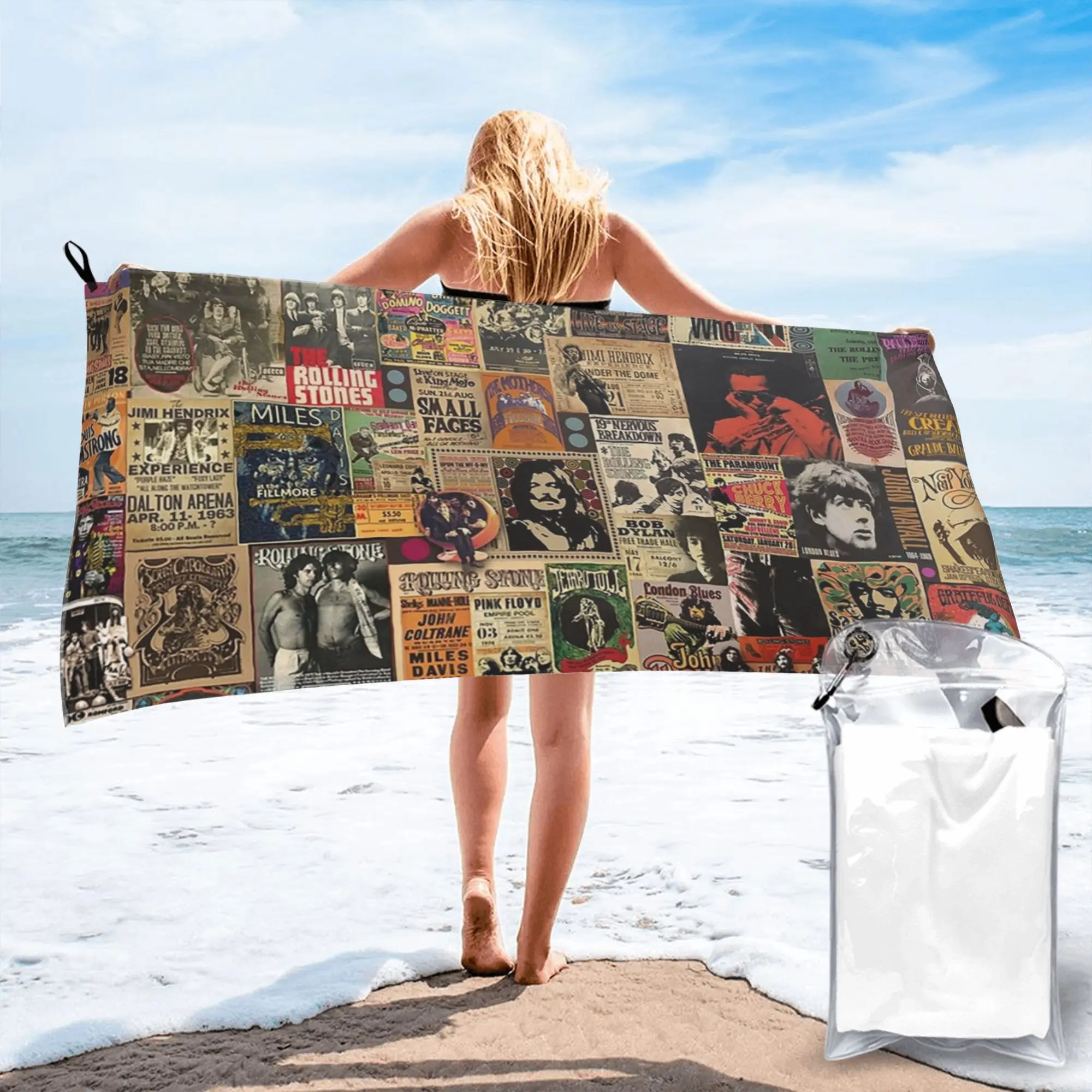 Rock n' roll stories Beach Towel Soft Microfiber Quick Dry Absorbent Quick Towels For Swimming