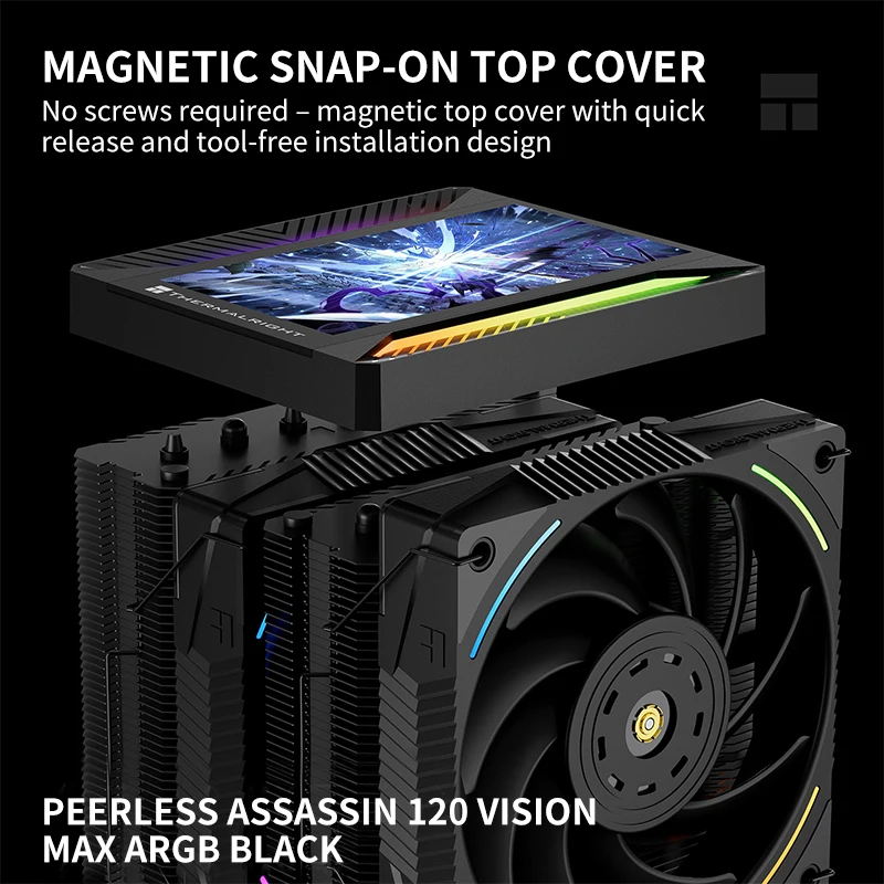 Thermalright Peerless Assassin 120 VISION MAX AGHP 5.0 6*6MM 히트파이프 5인치 스크린 공랭식 CPU 쿨러 LGA…