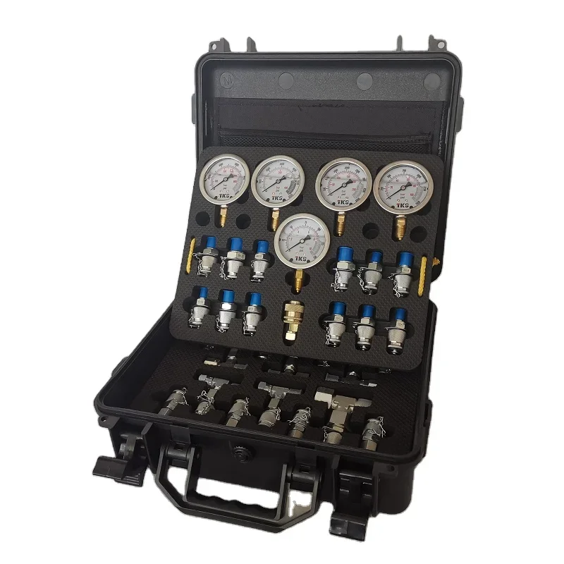 direct repair tools excavator pressure gauge set 5 gauges twelve heads with three-way gold pressure testing kit tool box