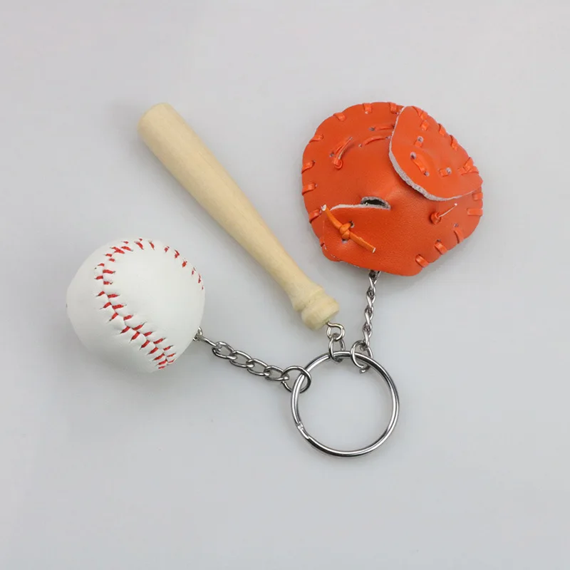 Creative Keychain Glove Baseball Bat PU Leather Baseball Keyring Guitar Keychain Can Open Wine Bottles Promotion Novelty Gift