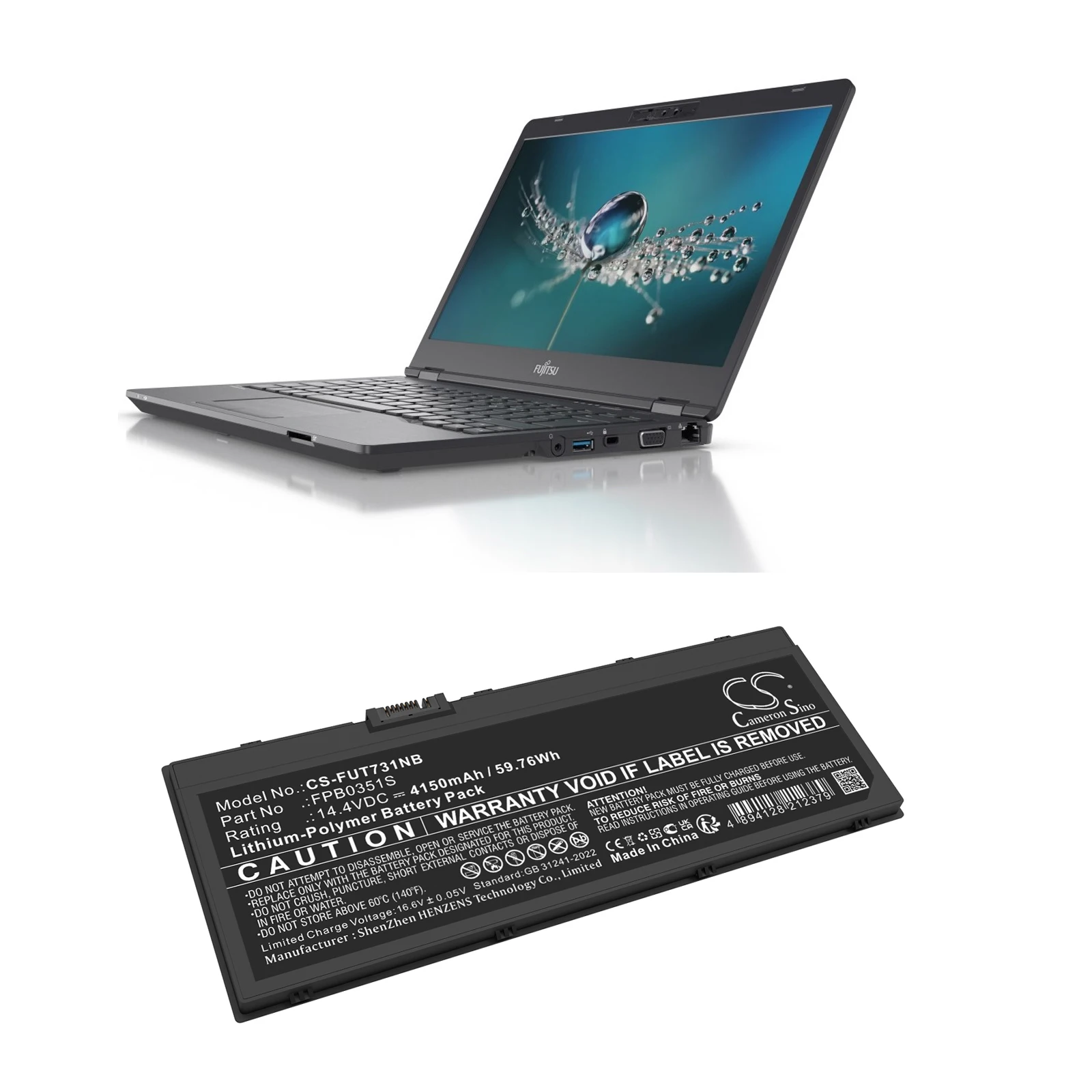 

Сменный аккумулятор CS для Fujitsu LIFEBOOK U7311, LifeBook U7310, артикул: CP784743-03, FMVNBP251, FPB0351S, FPCBP577, 4150 мАч / 59,76 Вт·ч