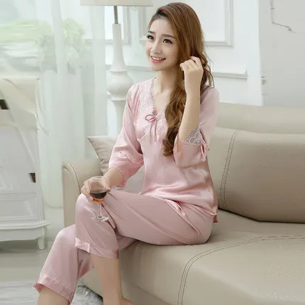 Ladies' Mulberry Silk Two-Piece Pajama Set, Long Sleeves and Trousers for Spring and Autumn Loungewear Sleepwear Soft Luxuary