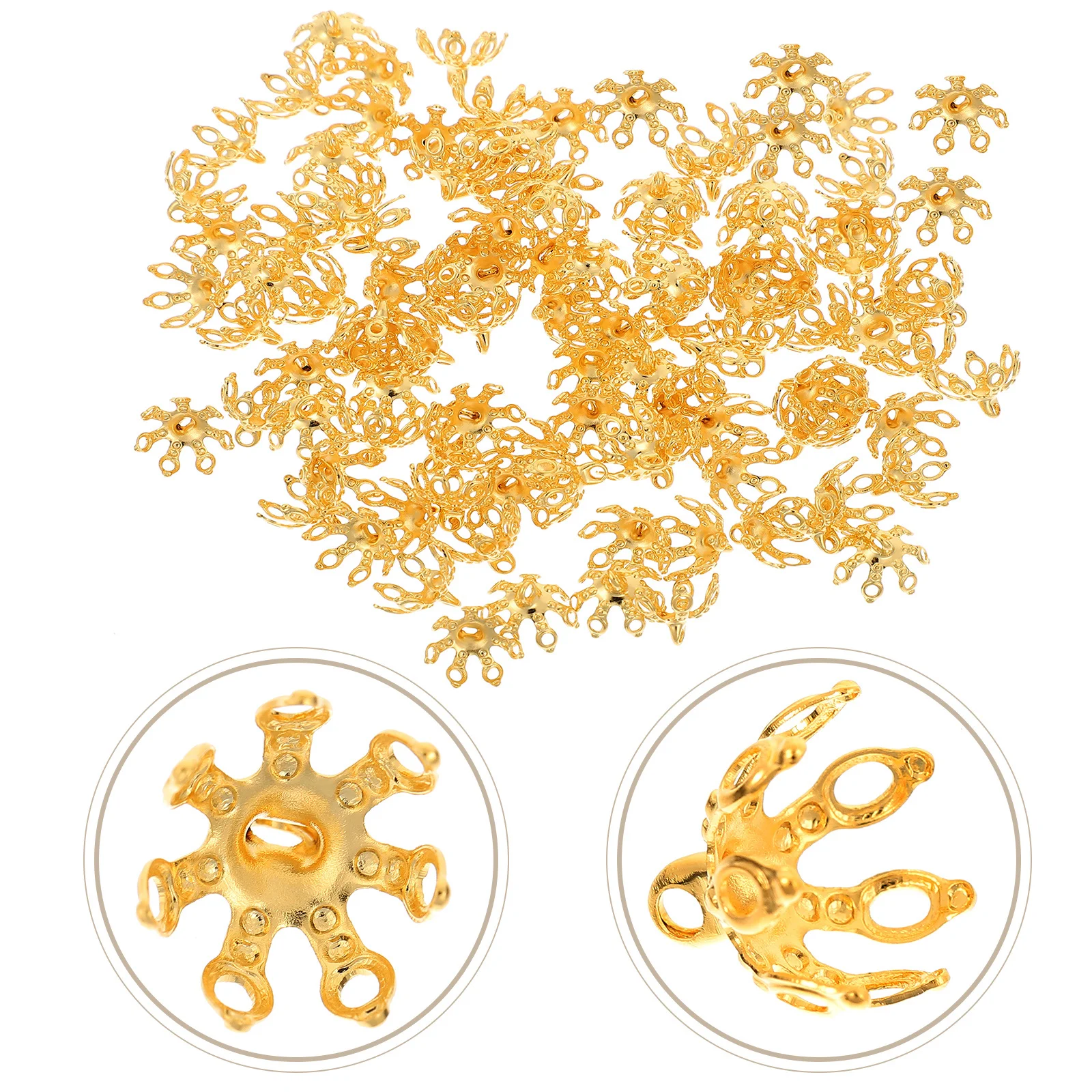 

100Pcs Copper Flower Bead Caps DIY Jewelry Making Hair Accessories Necklace Spacer End Caps Jewelry Beads Cap Accessories
