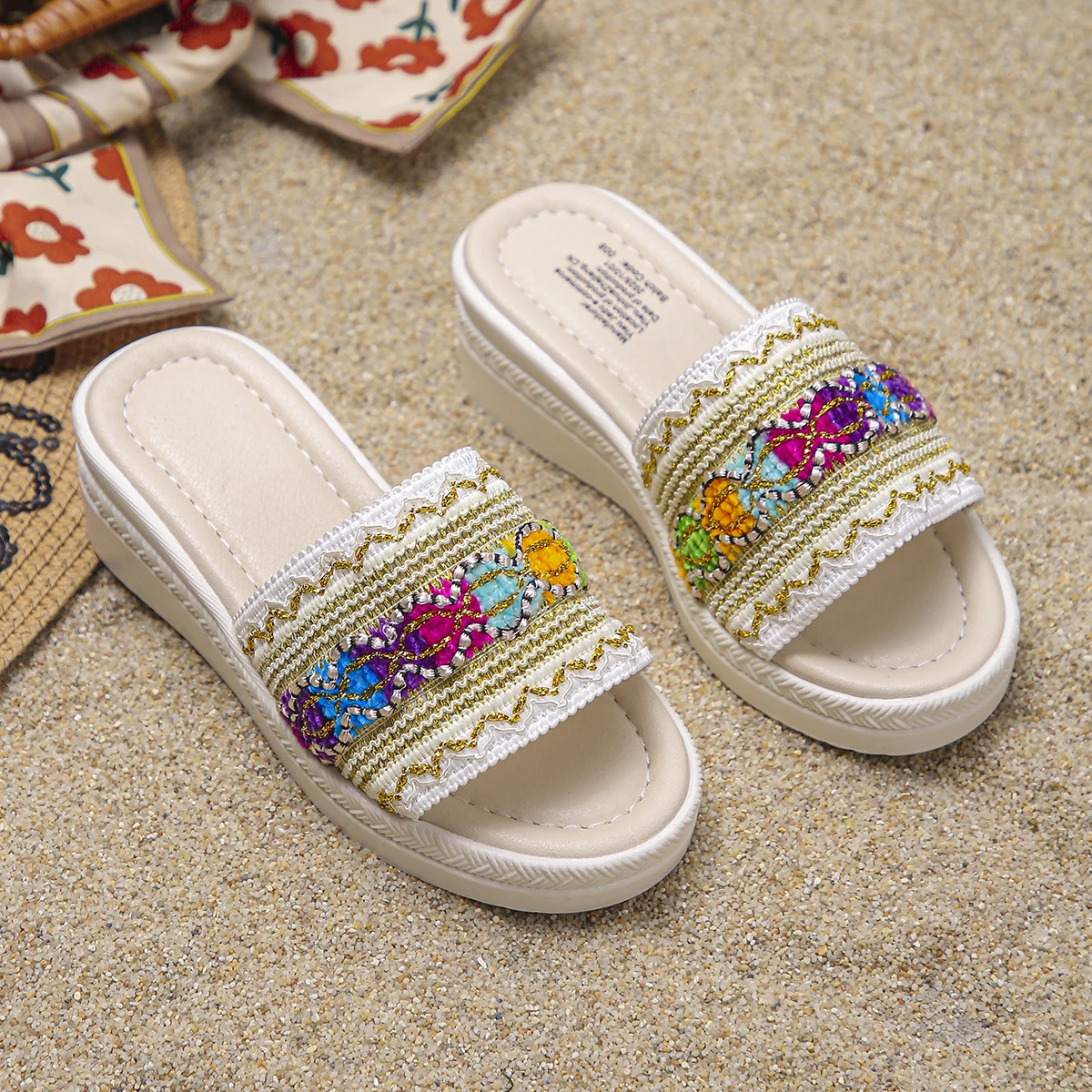 A Pair of Exotic Summer Wedge Sandals for Girls