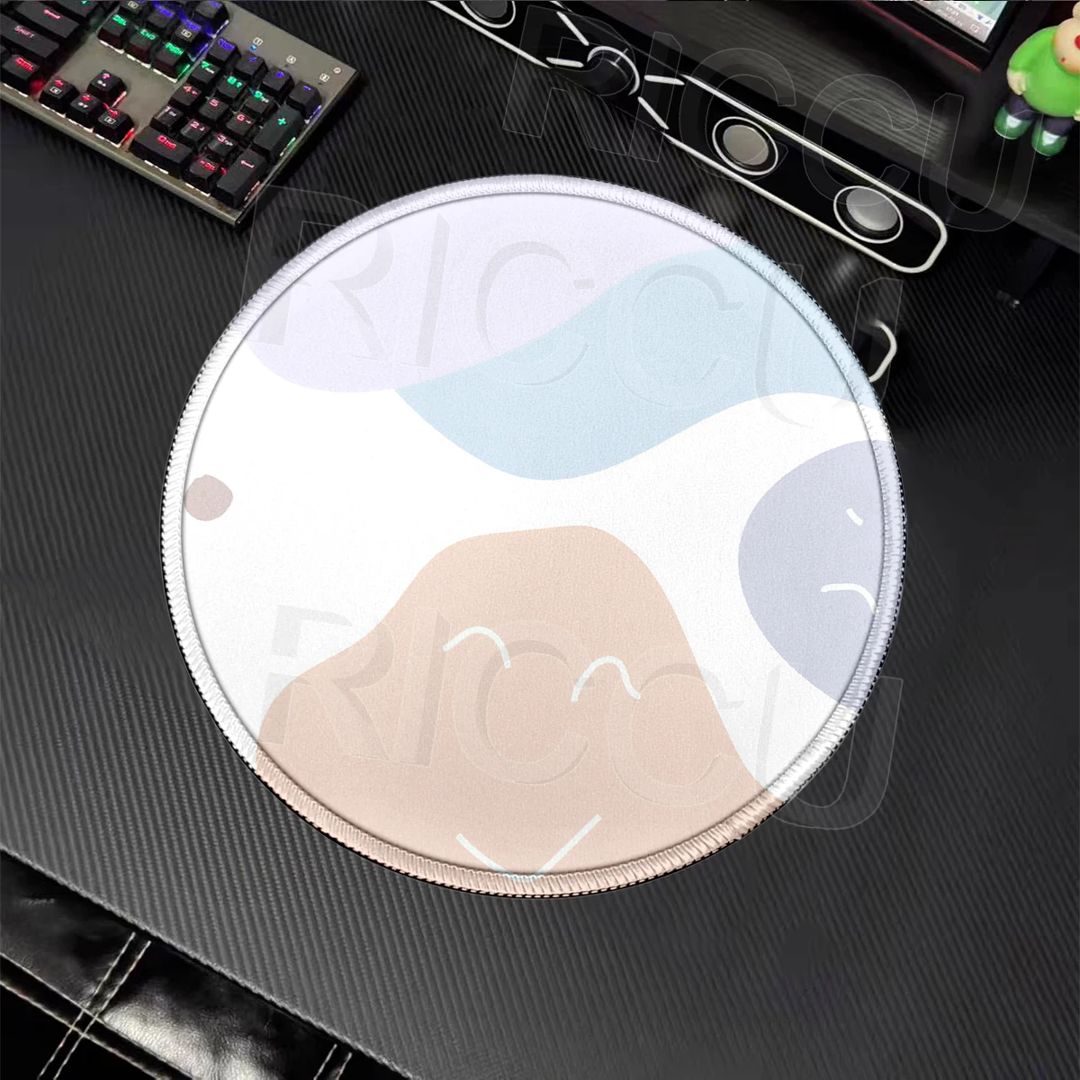 Round Mouse Pad Flower Minimalism Macaron Color Palette Mousepad Gamer E-Sports Desk Pad PC Keyboard Rubber Tablemat Laptop Rug