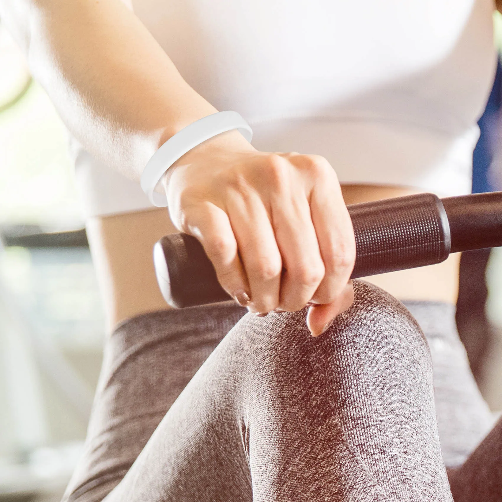 BVBV Fashion Silicone Rubber Elasticity Wristband Wrist Band Cuff Bracelet Bangle White