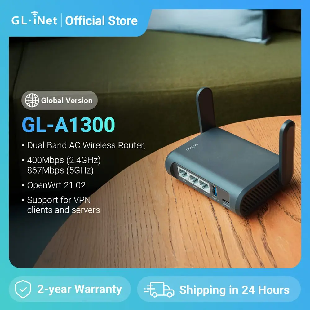 GL.iNet Slate Plus (GL-A1300)Wireless VPN Encrypted Travel Router– Easy to Setup, Connect to Hotel WiFi & Captive Portal