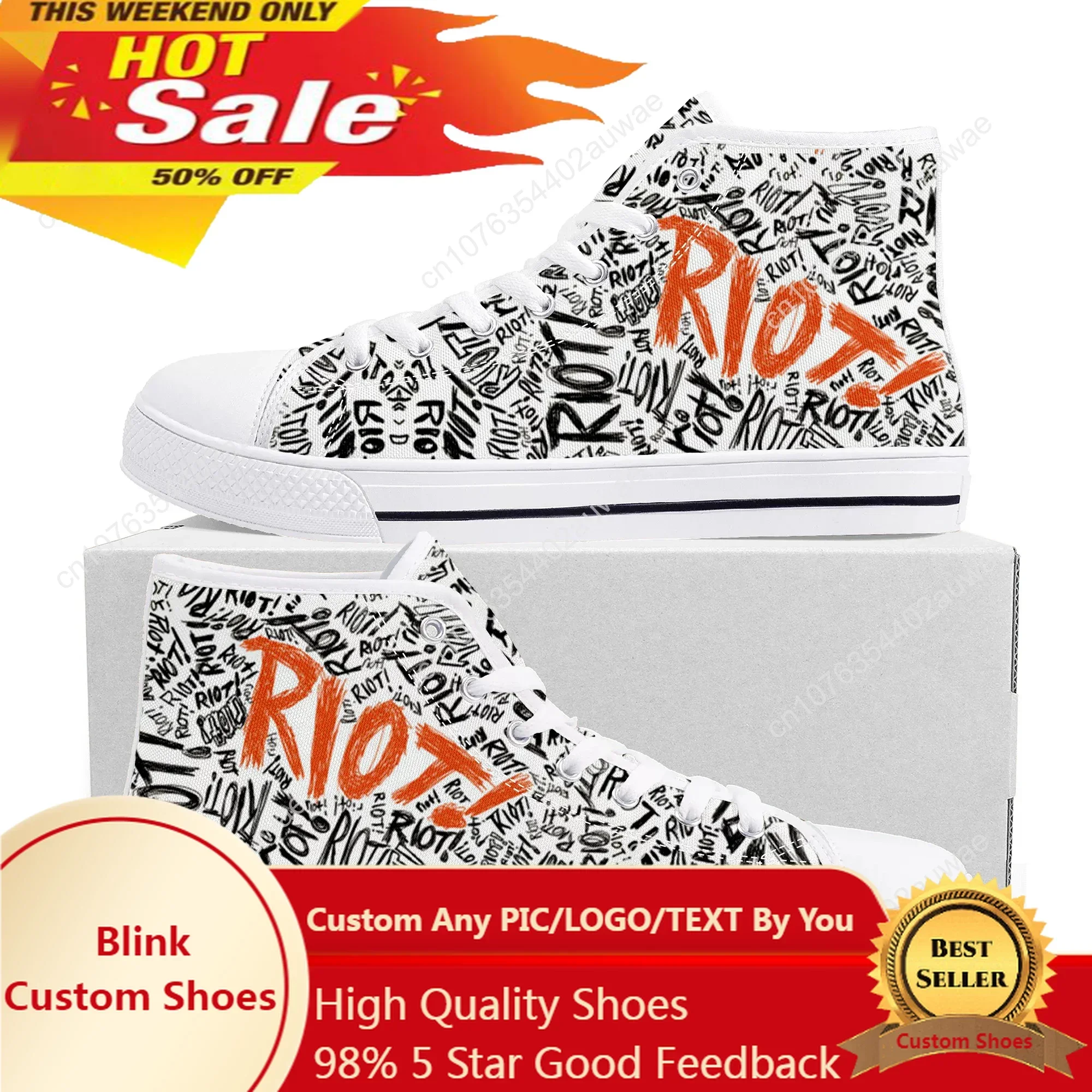 Paramore-Zapatillas de lona para hombre y mujer, zapatos informales de alta calidad, con diseño de Rock Band Pop, personalizados, color blanco