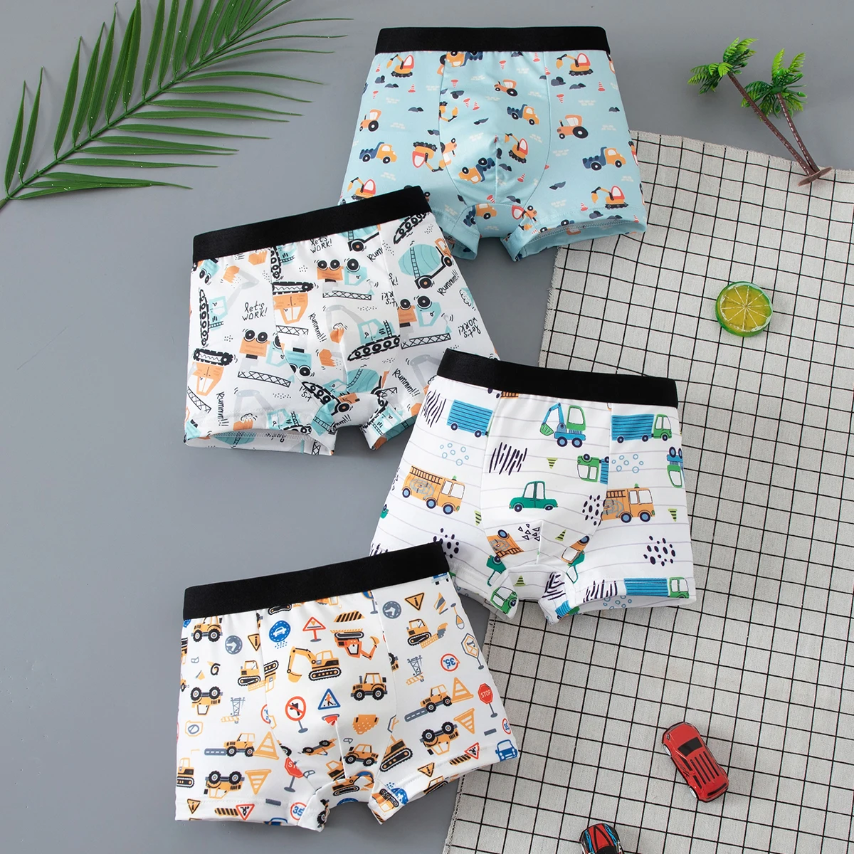 8-teiliges Set bequemer Kinderunterwäsche für alle Jahreszeiten, Jungen-Dinosaurier-Print, niedliche vierkantige Hosen, lässige kurze Unterhosen für zu Hause. – Detail 5
