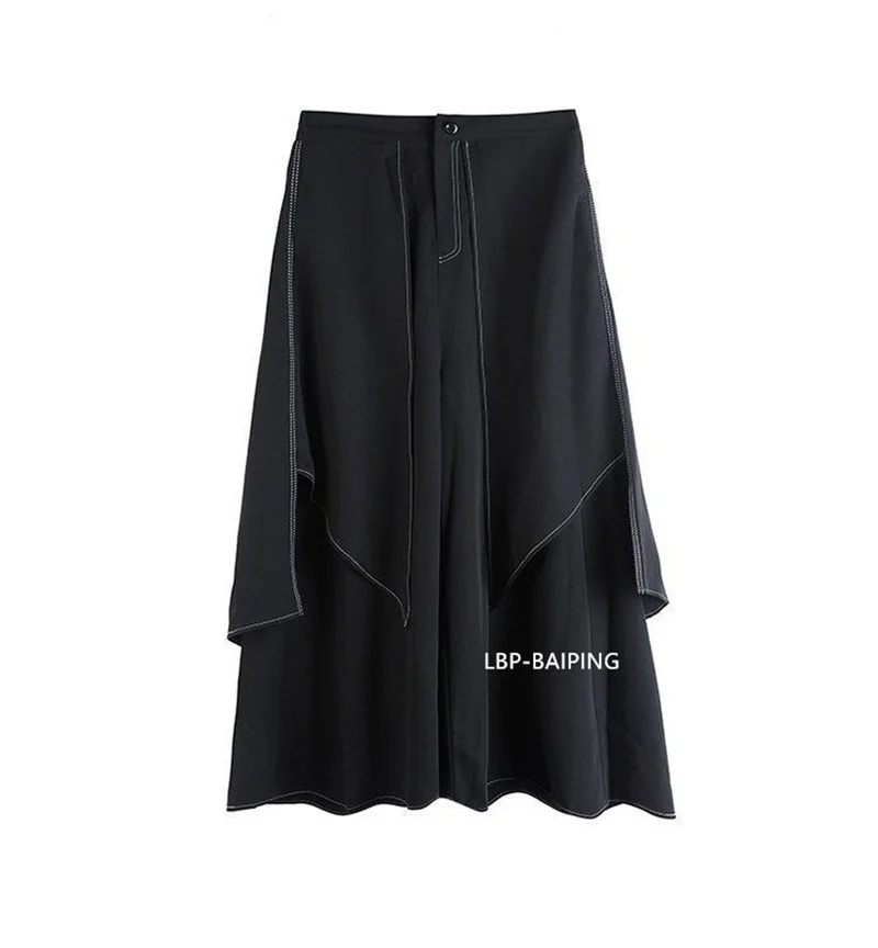 New 2026 Style Extra Layers Design Woman Pants Black Loose All-match Wide Legs Pants Casual Streetwear Hurajuku Trousers Ladies
