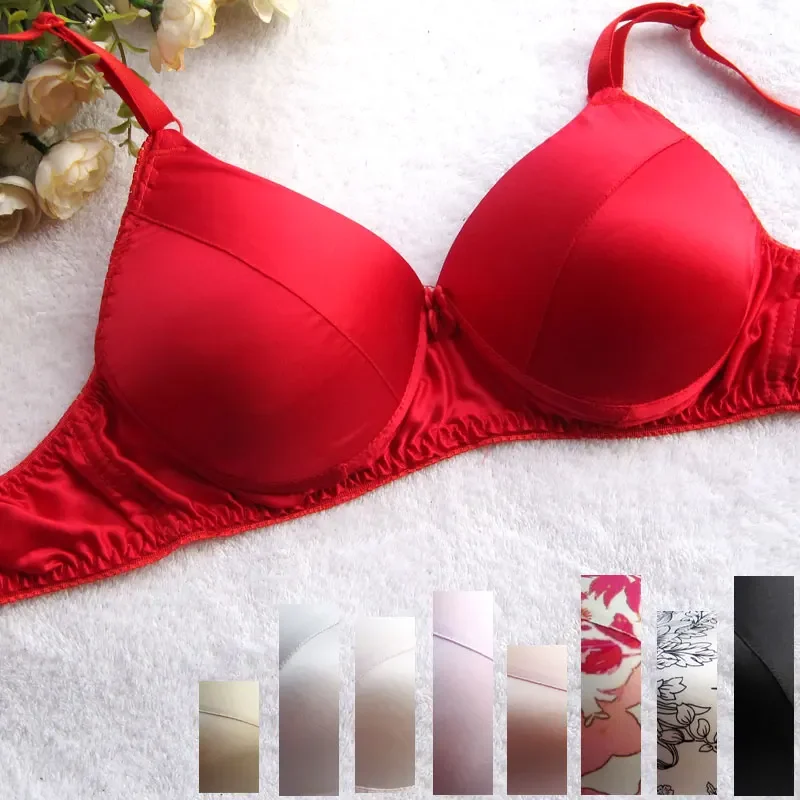 Silk bra cover wireless mulberry silk bra glossy sexy thin cup comfortable women\'s b cup underwear