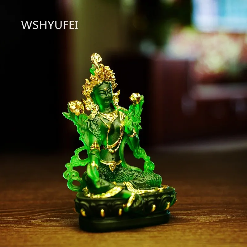 Glass Green Buddha Statue Household Enshrine Buddha Statue Ornament Chinese Style Buddhist Shrine Ornament Religious Supplies view 4