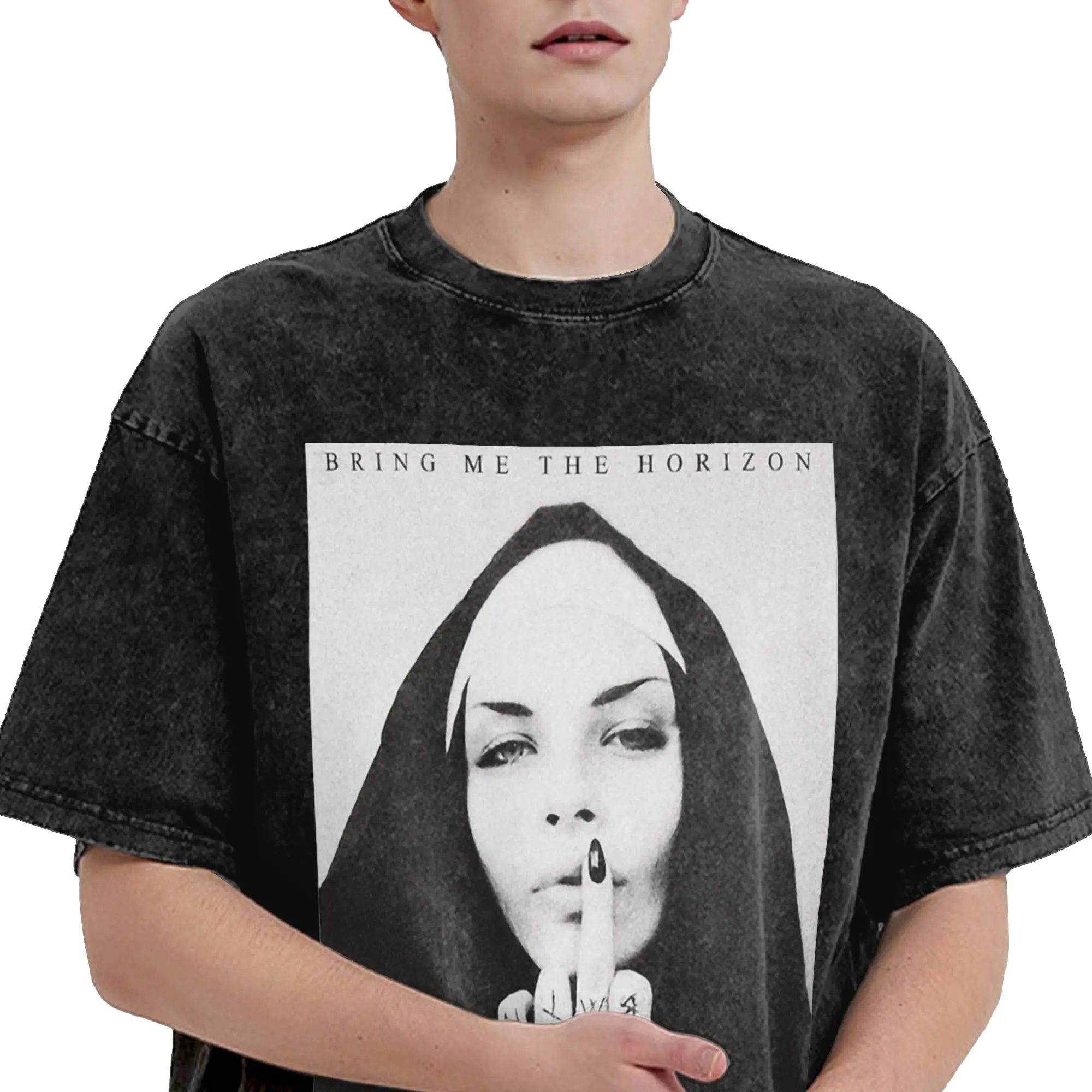 NUN Brings Me the Horizons BMTH T Shirt Hip Hop Washed Street T