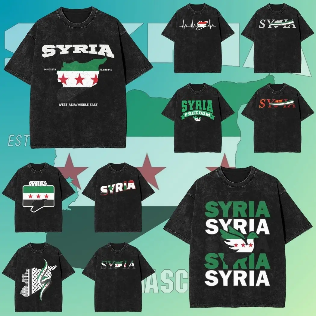 Syrian Flag T Shirt Syria Map Syrian National Day Trending T-Shirts Short Sleeve Y2K Retro Tops Summer Comfortable Big Size Tees