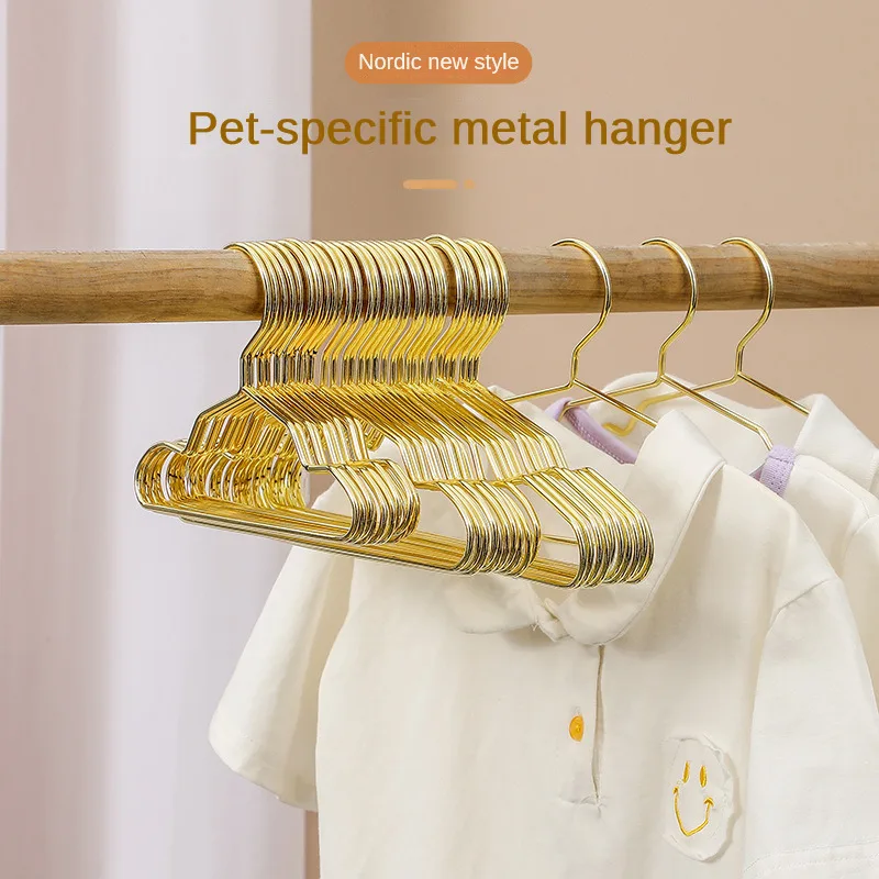 5PCS Small Hangers Metal Strong Wire Hangers with Grooves Waterproof and rust proof for Pet,Cat,Dog,Muppet Babies Clothes Shirts