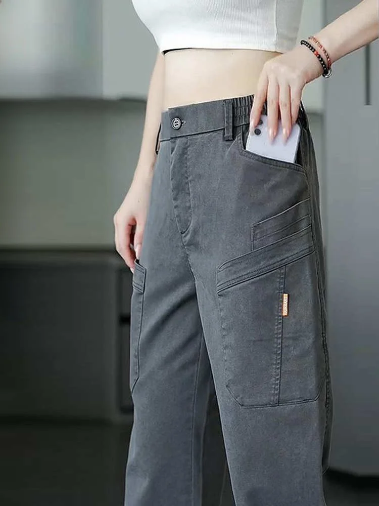 

Мужские повседневные прямые рабочие брюки из ледяного шелка Qui Dry, свободные, износостойкие для лета, повседневной носки, молодежные повседневные брюки в американском стиле