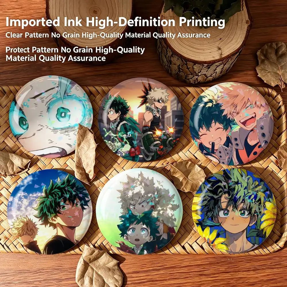 Bakugo Katsuki Midoriya Izuku  Custom Tinplate Round Button Badges Pins Brooches for Clothes Backpack