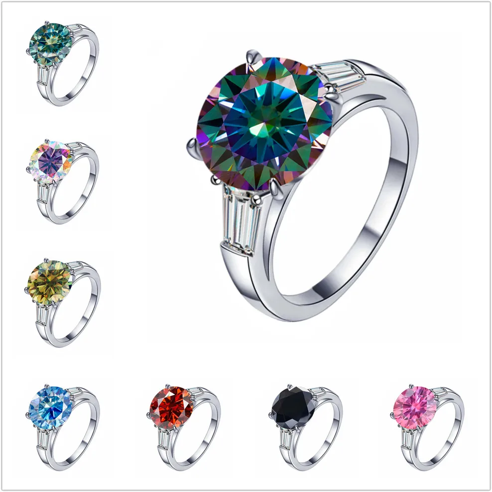 

Кольцо с муассанитом 5CT 11 мм для очарования, серебро 925 пробы, круглое кольцо с муассанитом, кольца из белого золота 18 карат для женщин, свадьба