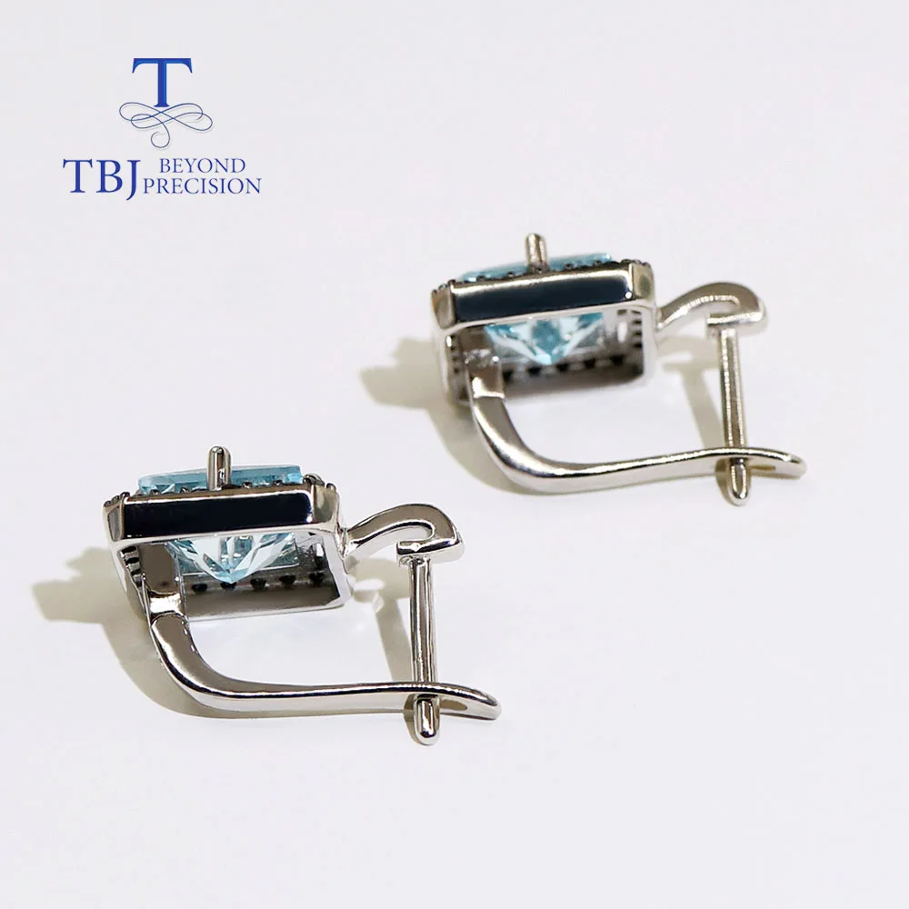 Women\'s 925 Sterling Silver earring Natural Sky Blue Topaz Gemstones