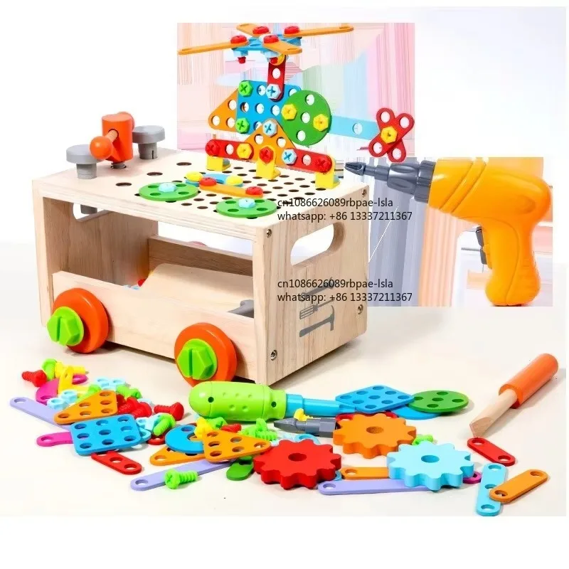 Children Screw Dismantling Assembly Toolbox Set with Manual Drill Creative Early Educational Hands On Ability Development Toy