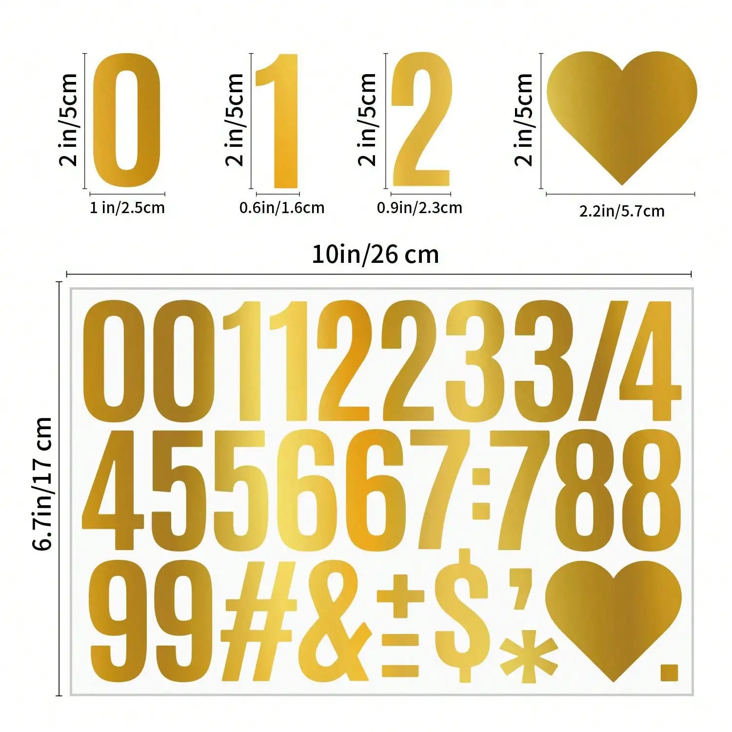 5-Blatt-Etikettenaufkleber mit Zahlen und Buchstaben in Gold für Geburtstagsfeiern, selbstklebender alphanumerischer Symbol-Geschenkdekorationsaufkleber – Detail 6