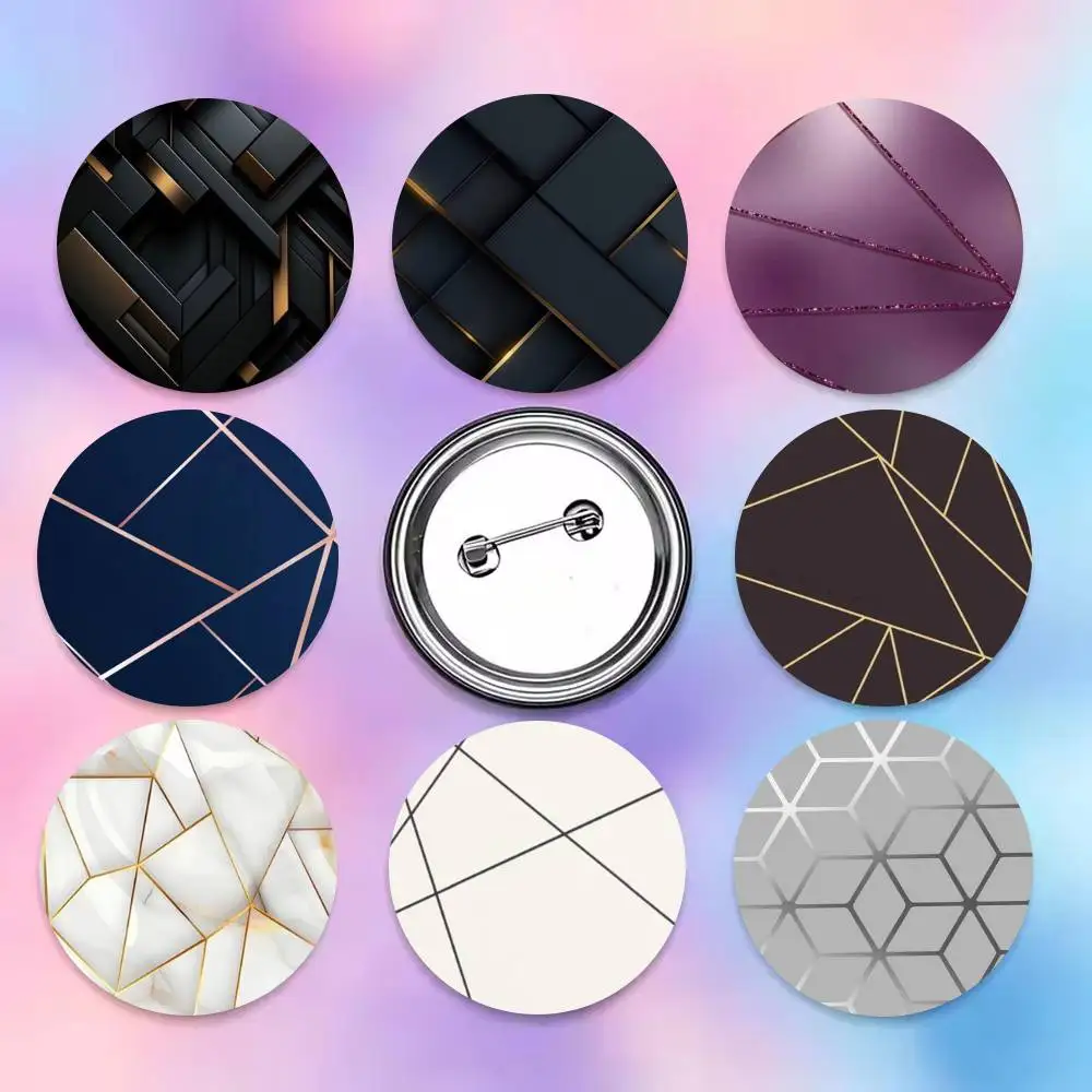 Simple Lines Pattern   25mm 32mm 44mm 58mm 75mm Brooches Badges Pins for Accessories Gift