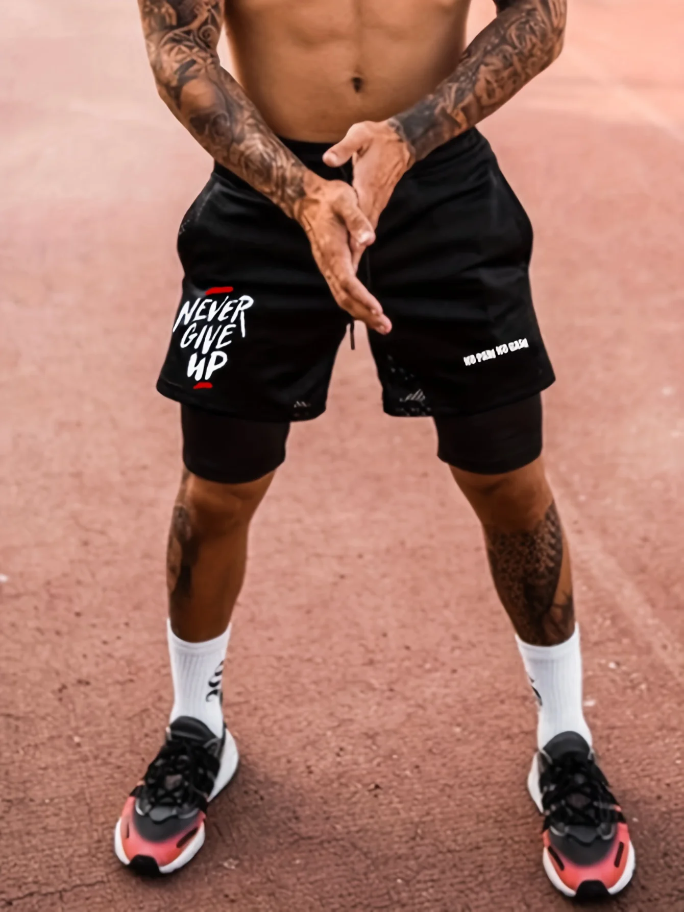 

Men'S 2-In-1 Fitness Running Shorts, Elastic And Breathable Cycling Shorts