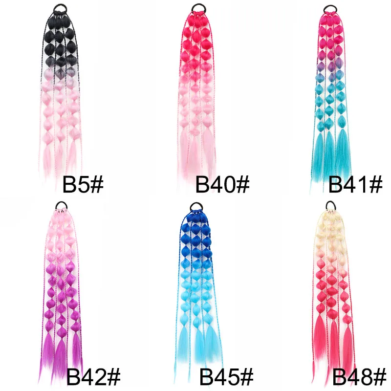 WIGSIN 24Inch Synthetic Colored Long Lantern Bubble Braid Ponytail Hair Extension Elastic Rubber Bands Hairpiece for Women