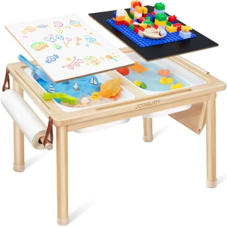 

JOINandJOY Sensory Tables for Toddler Multi-Activity Table with Storage Bins Double-Sided Lids Indoor/Outdoor Play Sand and Wat