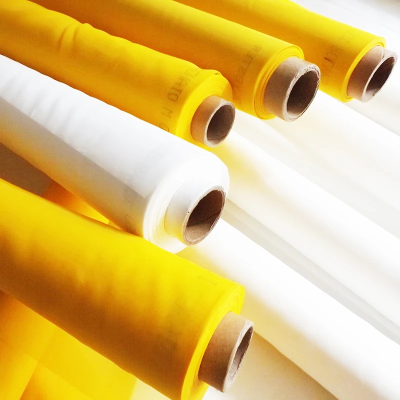 Free Shipping 62T 64um High Tension Textile 100% Polyester Silk Screen Printing Mesh Roll with White Yellow Color Plain Type