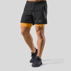 Summer LYFT new Men's Athleisure shorts Double fake two basketball Fitness sweat drying shorts