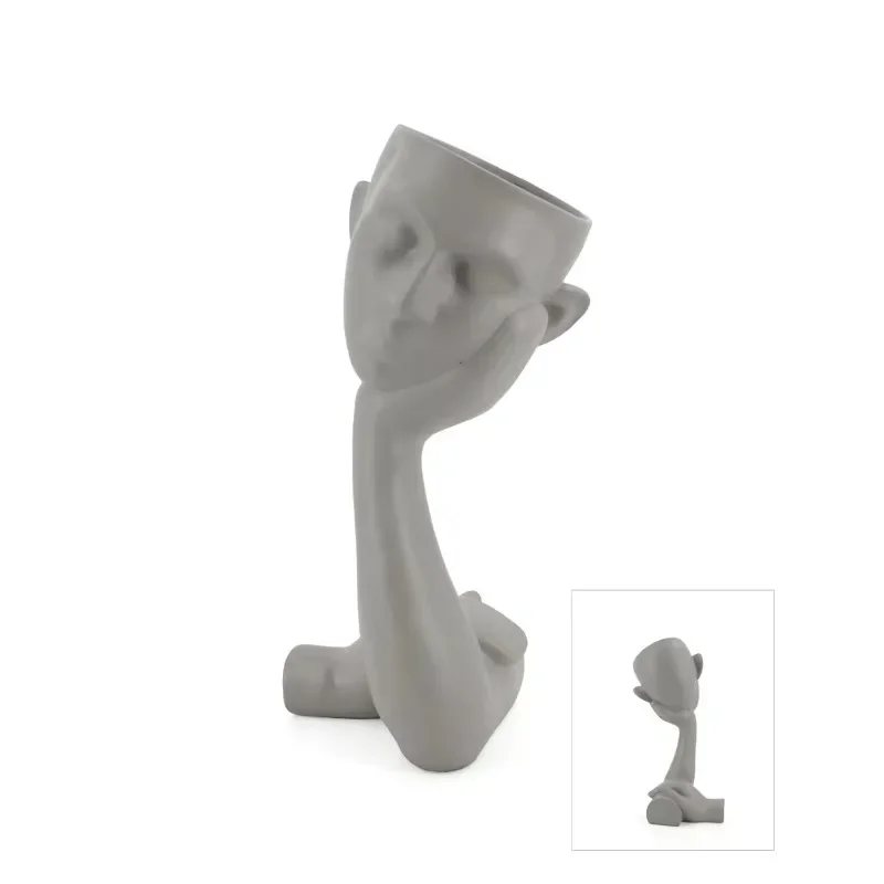 Thinking of 3D resin head decoration sculpture flower worker