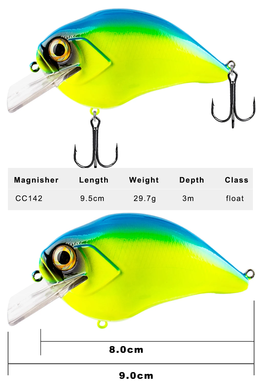 Magnisher New Square Bill Crankbait 2.0 Fishing Lures 9.5cm 29.7g Floating Bass Bait Wobble Rattling Lure Tackle