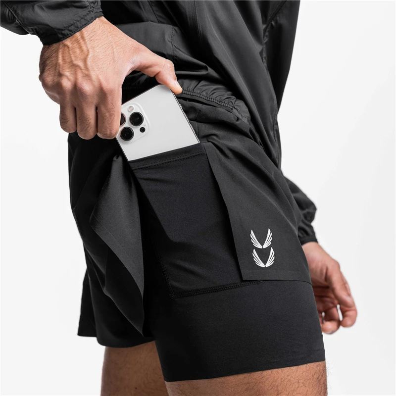 

2025 NEW Summer Running Shorts Men 2 In 1 Hidden Pockets Quick Dry GYM Sport Shorts Fitness Jogging Workout Shorts Men Shorts