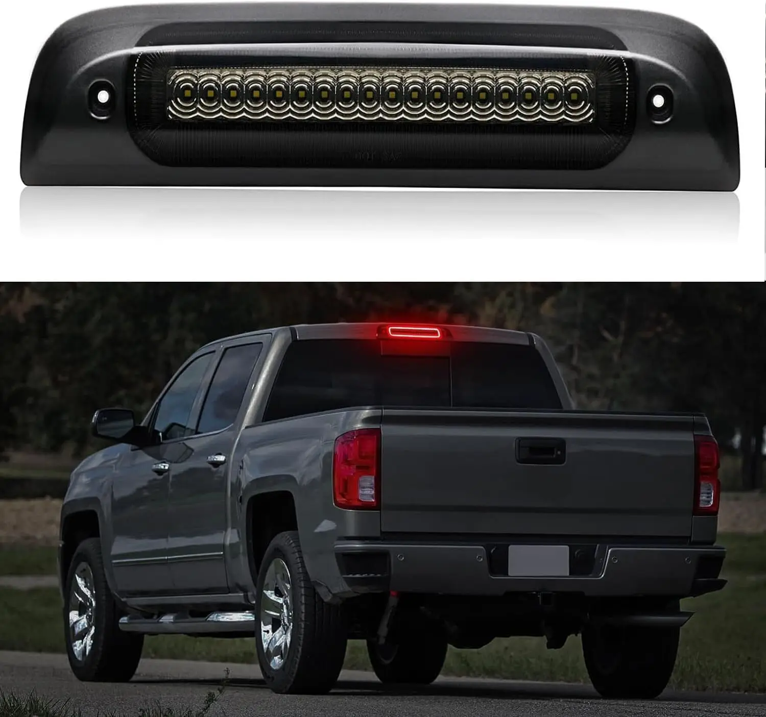 

LED 3rd Brake Light for 2014-2018 Chevy Silverado GMC Sierra 1500 2500HD 3500HD Chrome Housing Smoked Lens