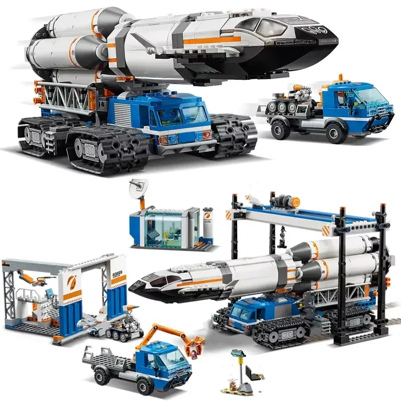 

Совместимые наборы MOC для третьих вечеринок, городская серия, строительные блоки, ракетная загрузка, транспортный центр NASA, детские игрушки, подарок