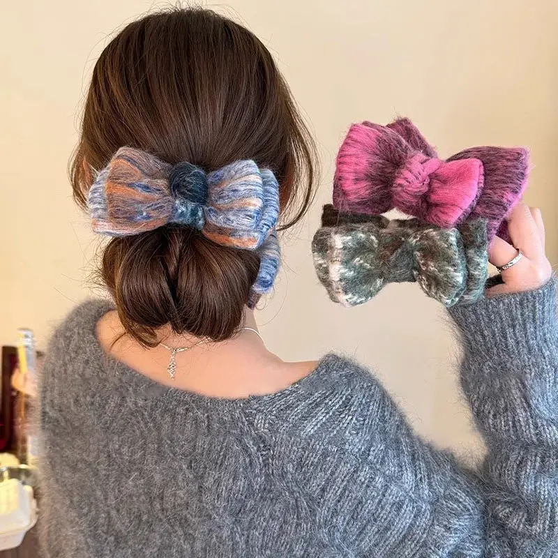 Autumn Winter Plaid Bow Hair Claw Women Back Of The Head Updo Hairpin Bun Advanced Elegant Sweet 2025 New Hair Accessories