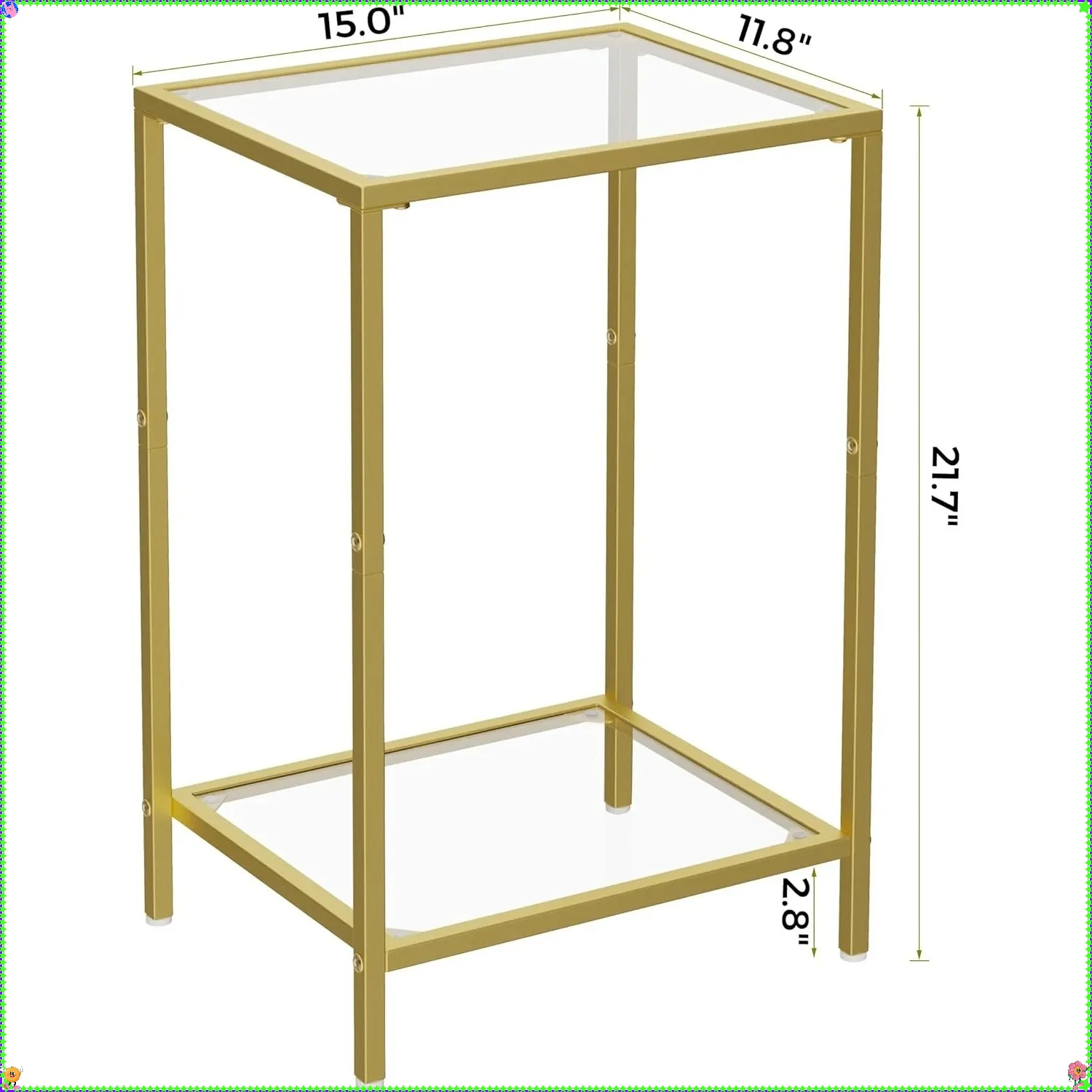 

Side Tables Set of 2, End Tables with Tempered Glass, 2-Tier Nightstands with Storage Shelves, Coffee Table with Modern Style