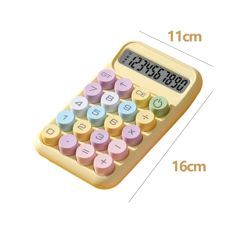 Calculadora de teclado para oficina, calculadora de botones mecánicos de 10 dígitos, bonito Color caramelo, suministros escolares, papelería para estudiantes/finanzas