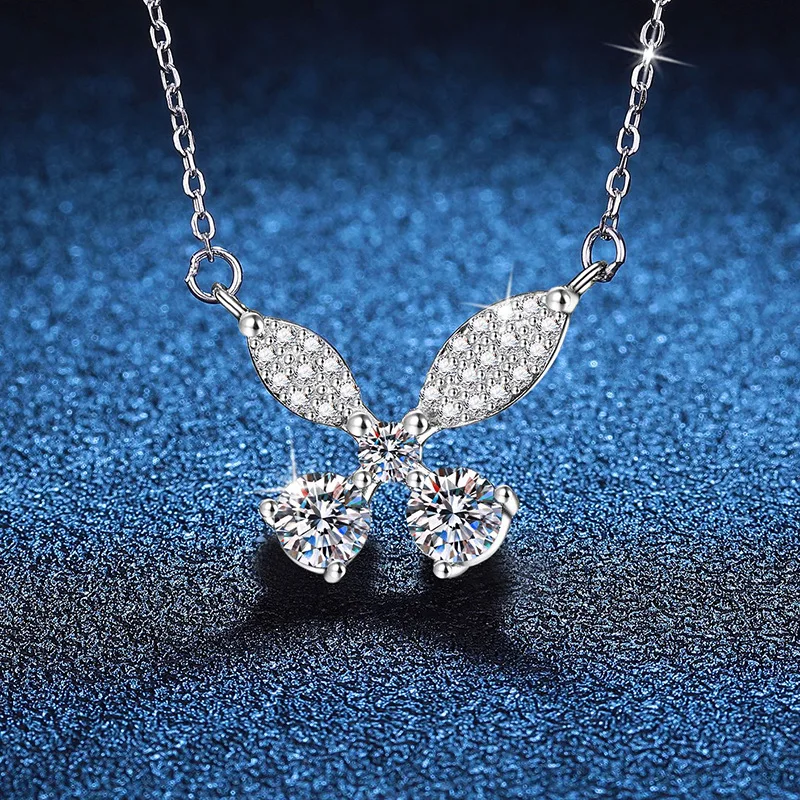 

S925 Silver White Gold Plated 1CT D Color Moissanite Luxury Butterfly Pendant Necklace for Women, Exquisite Jewelry.