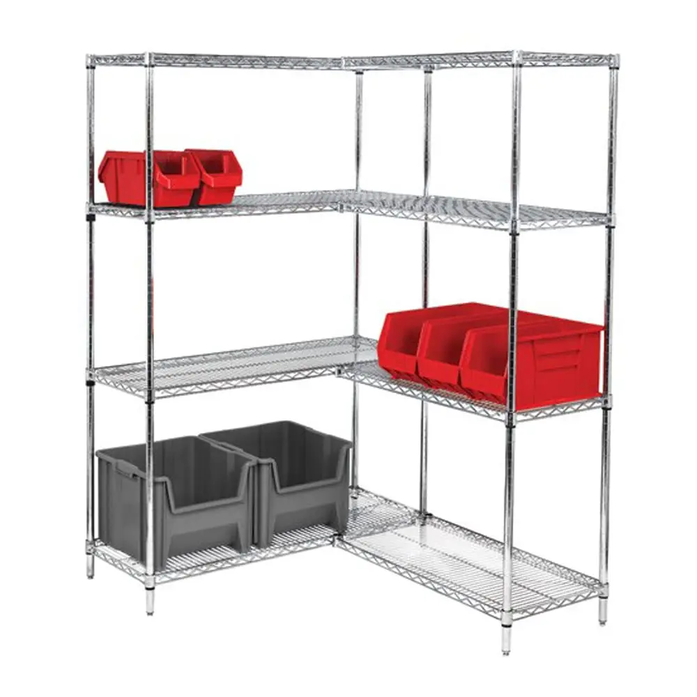 Quantum Storage Systems WR54-3060C Starter Kit for 54" High 4-Tier Wire Shelving Unit, Chrome Finish, 30" Width x 60" Length