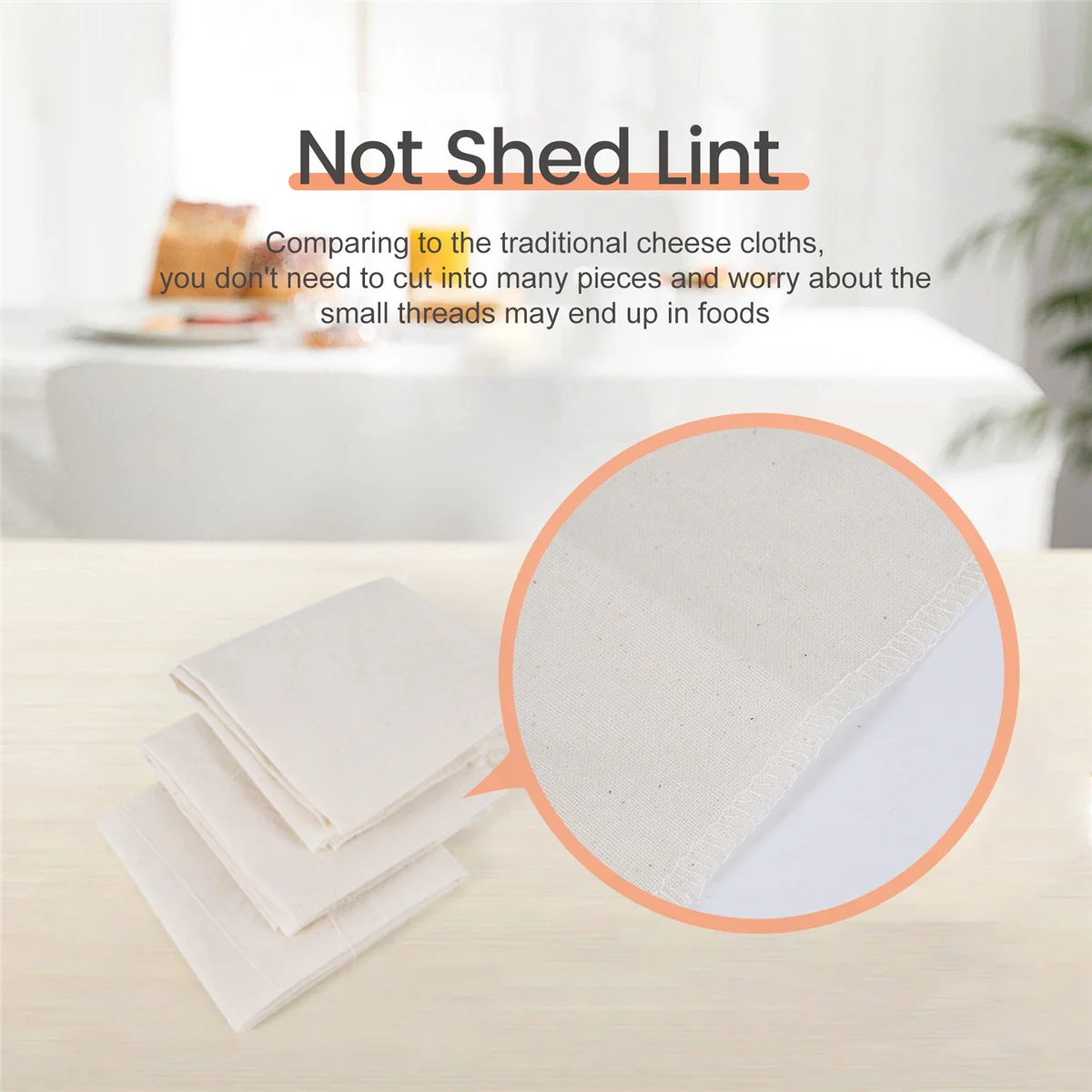 Muslin Cloths for Cooking, 50X50cm, Grade Hemmed Cheese Cloths for Straining, Unbleached Pure Cotton Cheese Cloth 3 Pcs SQ