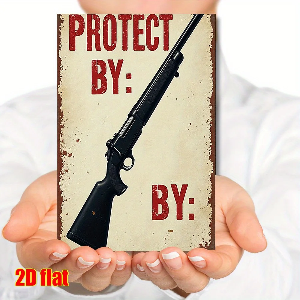 

"2D Aluminum Weapons Warning Sign - 8x12in Vintage Wall Art for Home, Restaurant, Bar, Cafe, Garage Decor"